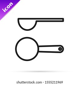 Black line Measuring spoon icon isolated on white background.  Vector Illustration