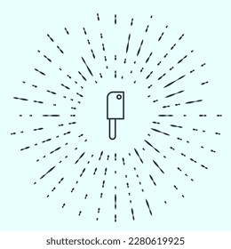 Icono del helicóptero de carne de la línea negra aislado en fondo gris. Cuchillo de cocina para carne. Cuchillo de carnicero. Resumen de puntos aleatorios de círculo. Ilustración vectorial