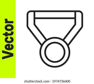 Black line Medal icon isolated on white background. Winner symbol.  Vector