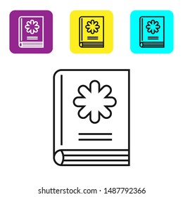 Black line Medical book icon isolated on white background. Set icons colorful square buttons. Vector Illustration