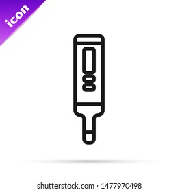 Black line Medical digital thermometer for medical examination icon isolated on white background. Vector Illustration Black line Medical digital thermometer for medical examination icon isolated on white background. Vector Illustration