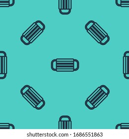 Black line Medical protective mask icon isolated seamless pattern on green background.  Vector Illustration