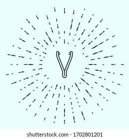 Black line Medical tweezers icon isolated on grey background. Medicine and health. Anatomical tweezers. Abstract circle random dots. Vector Illustration