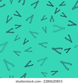 Black line Medical tweezers icon isolated seamless pattern on green background. Medicine and health. Anatomical tweezers.  Vector Illustration