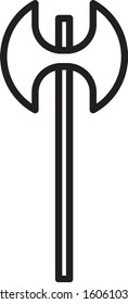 Black line Medieval axe icon isolated on white background. Battle axe, executioner axe. Medieval weapon.  Vector Illustration