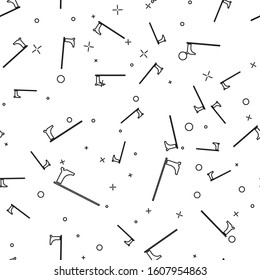 Black line Medieval axe icon isolated seamless pattern on white background. Battle axe, executioner axe. Medieval weapon.  Vector Illustration