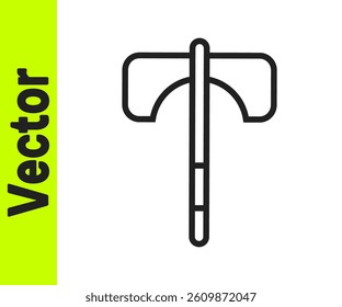 Black line Medieval axe icon isolated on white background. Battle axe, executioner axe. Medieval weapon.  Vector