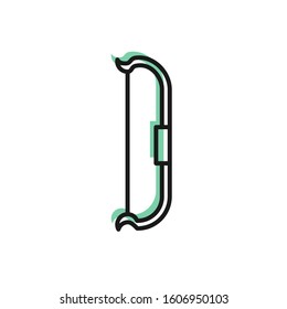 Black line Medieval bow icon isolated on white background. Medieval weapon.  Vector Illustration