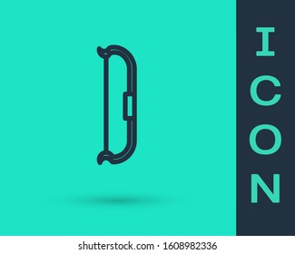 Black line Medieval bow icon isolated on green background. Medieval weapon.  Vector Illustration
