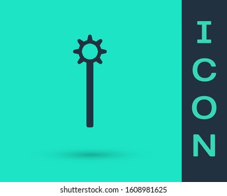 Black line Medieval chained mace ball icon isolated on green background. Medieval weapon.  Vector Illustration