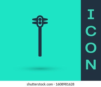 Black line Medieval chained mace ball icon isolated on green background. Medieval weapon.  Vector Illustration