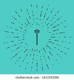 Black line Medieval chained mace ball icon isolated on green background. Medieval weapon. Abstract circle random dots. Vector Illustration
