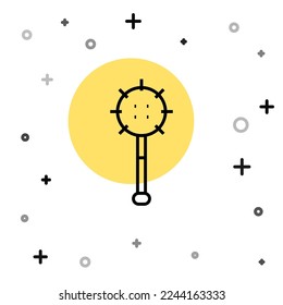Línea negra Icono de bola de mace encadenada medieval aislado sobre fondo blanco. arma medieval. Formas dinámicas aleatorias. Vector