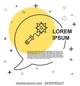 Schwarze Linie Mittelalterliche Ketten Mace Ball Ikone isoliert auf weißem Hintergrund. Morgenstern mittelalterliche Waffe oder Muskatblüte mit Spikes. Zufällige dynamische Formen. Vektorgrafik