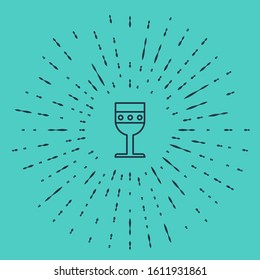 Black line Medieval goblet icon isolated on green background. Abstract circle random dots. Vector Illustration