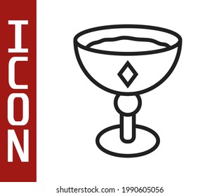Black line Medieval goblet icon isolated on white background.  Vector