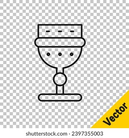 Black line Medieval goblet icon isolated on transparent background.  Vector