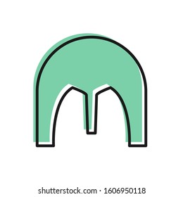 Black line Medieval iron helmet for head protection icon isolated on white background.  Vector Illustration