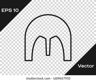 Black line Medieval iron helmet for head protection icon isolated on transparent background.  Vector Illustration