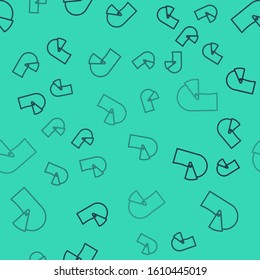 Black line Medieval iron helmet for head protection icon isolated seamless pattern on green background.  Vector Illustration
