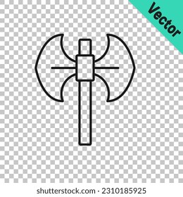 Black line Medieval poleaxe icon isolated on transparent background.  Vector