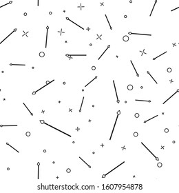Black line Medieval spear icon isolated seamless pattern on white background. Medieval weapon.  Vector Illustration