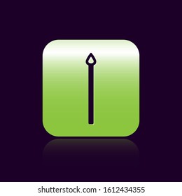 Black line Medieval spear icon isolated on black background. Medieval weapon. Green square button. Vector Illustration