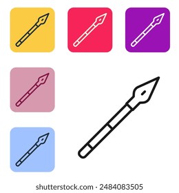 Icono de lanza medieval aislado sobre fondo blanco. Arma medieval. Establecer iconos en Botones cuadrados de color. Vector