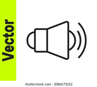 Black line Megaphone icon isolated on white background. Speaker sign.  Vector