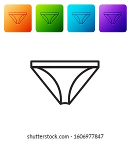 Black line Men underpants icon isolated on white background. Man underwear. Set icons in color square buttons. Vector Illustration