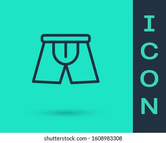 Black line Men underpants icon isolated on green background. Man underwear.  Vector Illustration