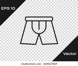 Black line Men underpants icon isolated on transparent background. Man underwear.  Vector Illustration
