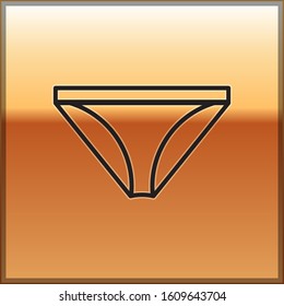 Black line Men underpants icon isolated on gold background. Man underwear.  Vector Illustration