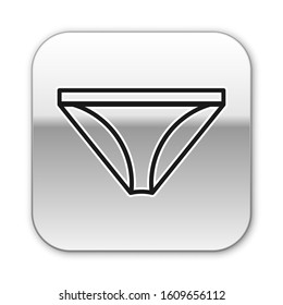 Black line Men underpants icon isolated on white background. Man underwear. Silver square button. Vector Illustration