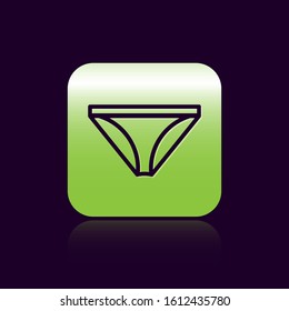 Black line Men underpants icon isolated on black background. Man underwear. Green square button. Vector Illustration
