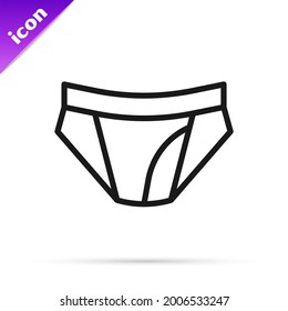 Schwarze Linie Männer Unterhose Symbol einzeln auf weißem Hintergrund. Mann Unterwäsche.  Vektorgrafik