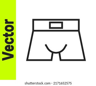 Black line Men underpants icon isolated on white background. Man underwear.  Vector