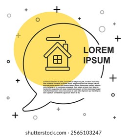 Black line Merry Christmas house icon isolated on white background. Home symbol. Random dynamic shapes. Vector