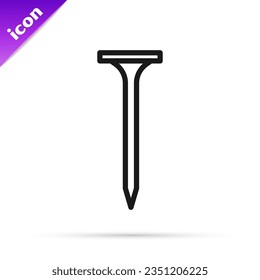 Black line Metallic nail icon isolated on white background.  Vector Illustration