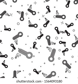 Black line Meteorology thermometer measuring heat and cold icon isolated seamless pattern on white background. Temperature Fahrenheit.  Vector Illustration