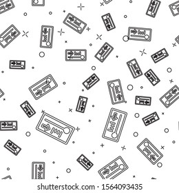 Black line Meteorology thermometer measuring heat and cold icon isolated seamless pattern on white background. Thermometer equipment showing hot or cold weather.  Vector Illustration