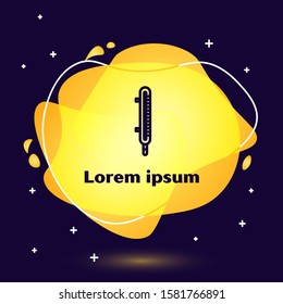 Black line Meteorology thermometer measuring icon isolated on blue background. Thermometer equipment showing hot or cold weather. Abstract banner with liquid shapes. Vector Illustration