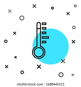 Black line Meteorology thermometer measuring icon isolated on white background. Thermometer equipment showing hot or cold weather. Random dynamic shapes. Vector Illustration