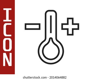 Black line Meteorology thermometer measuring icon isolated on white background. Thermometer equipment showing hot or cold weather.  Vector