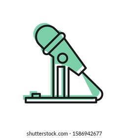 Black line Microphone icon isolated on white background. On air radio mic microphone. Speaker sign.  Vector Illustration
