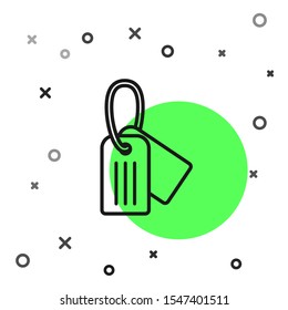 Black line Military dog tag icon isolated on white background. Identity tag icon. Army sign.  Vector Illustration
