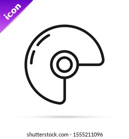 Black line Military helmet icon isolated on white background. Army hat symbol of defense and protect. Protective hat.  Vector Illustration