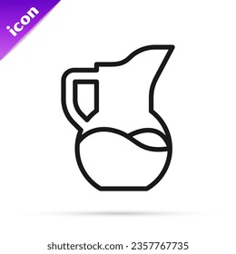 Black line Milk jug or pitcher icon isolated on white background.  Vector