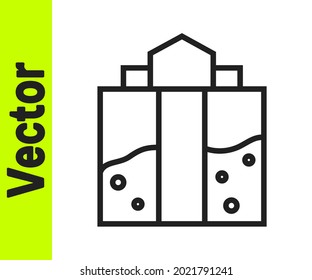 Black line Mine entrance icon isolated on white background.  Vector