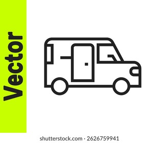 Black line Minibus icon isolated on white background.  Vector